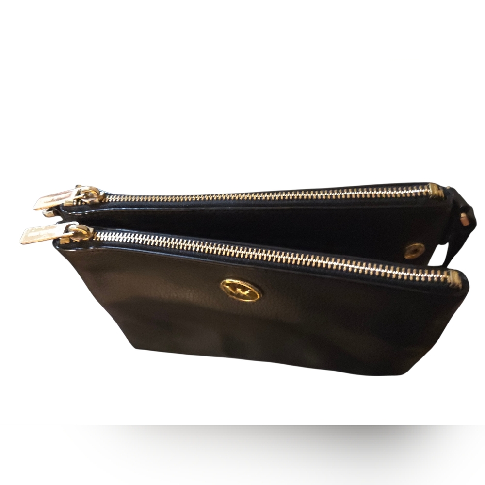 Michael Kors Fulton Crossbody Pebbled Black Leather Bag - FLAWED See Description - Picture 12 of 14